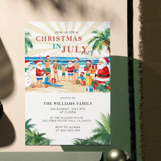 Tropische Weihnachten im Juli Beach Party Einladung