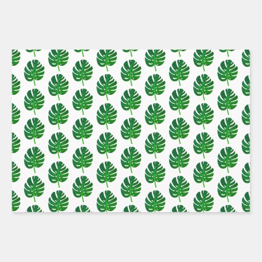 Tropische Weihnachten im Juli Monstera-Blattmuster Geschenkpapier Set (Vorderseite 2)
