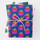 Tropische Weihnachten im Juli Monstera-Blattmuster Geschenkpapier Set (Beispiel)