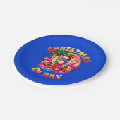 Tropische Weihnachten im Juli Palmen Bäume & Flami Pappteller (Schrägansicht)