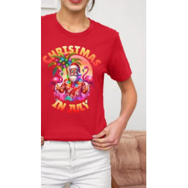 Tropische Weihnachten im Juli Palmen Bäume & Flami T-Shirt