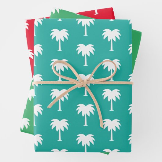 Tropische Weihnachten im Juli Palmenmuster Geschenkpapier Set (Beispiel)