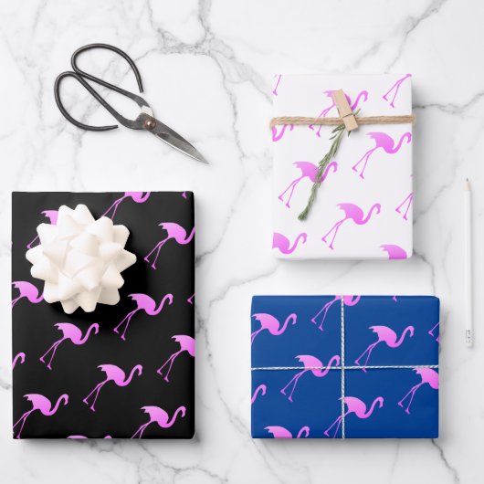 Tropische Weihnachten im Juli rosa Flamingo-Muster Geschenkpapier Set (Vorderseite)