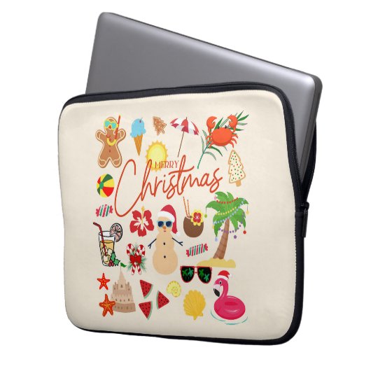 Tropische Weihnachten Laptopschutzhülle (Vorderseite Links)