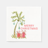 Tropische Weihnachten mit Palmen Tree präsentiert  Serviette (Vorderseite)