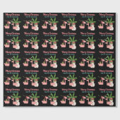 Tropische Weihnachten Pink Flamingos auf schwarz Geschenkpapier (Flach)