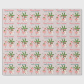 Tropische Weihnachten Rosa Flamingos auf Blush Geschenkpapier (Flach)