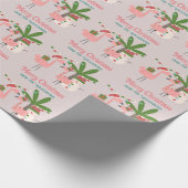 Tropische Weihnachten Rosa Flamingos auf Blush Geschenkpapier (Ecke)