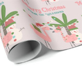 Tropische Weihnachten Rosa Flamingos auf Blush Geschenkpapier (Rolleneckpunkt)