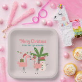 Tropische Weihnachten Rosa Flamingos auf Blush Pappteller (Party)