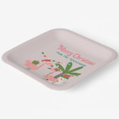 Tropische Weihnachten Rosa Flamingos auf Blush Pappteller (Gewinkelt)