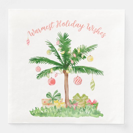 Tropische Weihnachtsbeleuchtung Koralle & Grüne Wa Serviette (Vorderseite)