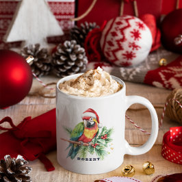 Tropische Weihnachtsbird-Monogramm Kaffeetasse