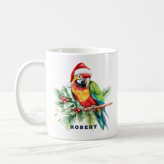 Tropische Weihnachtsbird-Monogramm Kaffeetasse (Links)