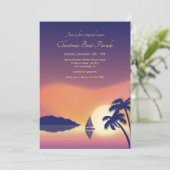 Tropische Weihnachtsbootparade Einladung (Stehend Vorderseite)