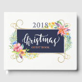 Tropische WeihnachtsBouquet & Gold Rahmen Gästebuch (Vorderseite)