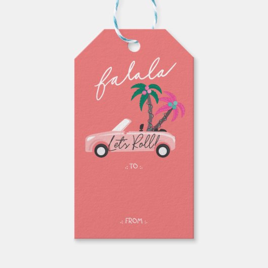Tropische Weihnachtsfala Lasse Roll Pink Convertib Geschenkanhänger (Vorderseite)