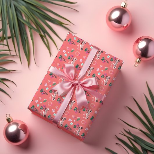 Tropische Weihnachtsfala Lasse Roll Pink Convertib Geschenkpapier