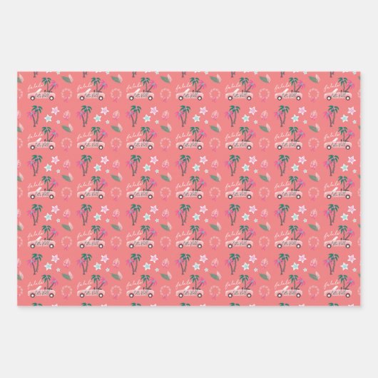 Tropische Weihnachtsfala Lasse Roll Pink Convertib Geschenkpapier Set (Vorderseite 2)