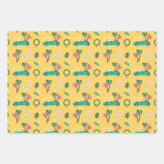 Tropische Weihnachtsfala Lasse Roll Pink Convertib Geschenkpapier Set (Vorderseite)