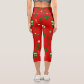 Tropische Weihnachtsfeier Tii Retro Rot Capri Leggings (Rückseite)
