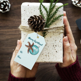 Tropische Weihnachtsfeiertage Krawatte auf Geschenkanhänger