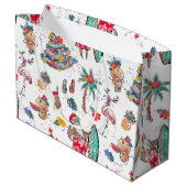 Tropische Weihnachtsgeschenktasche Große Geschenktüte (Rückseite Schrägansicht)