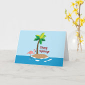 Tropische Weihnachtsinsel mit Flamingo Karte (Gelbe Blume)