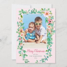 Tropische Weihnachtskarte für das Foto Pink Feiertagskarte