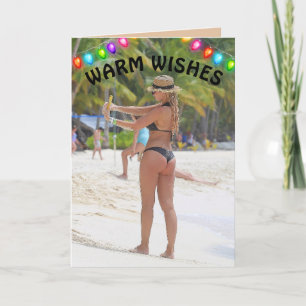 TROPISCHE WEIHNACHTSKARTE GROßER HINTERN BIKINI-MÄ KARTE