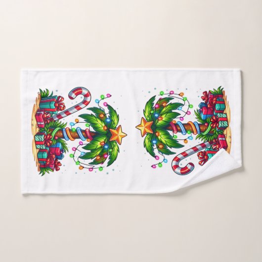 Tropische Weihnachtspalme Badhandtuch Set (Handtuch)