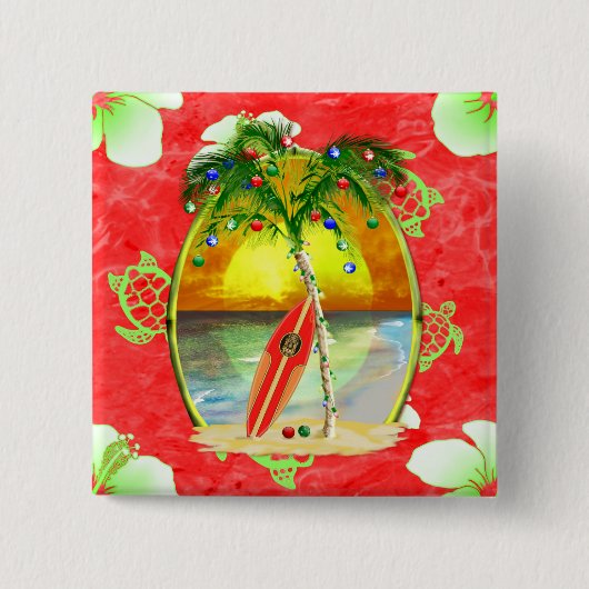 Tropische Weihnachtspalme Button (Vorderseite)