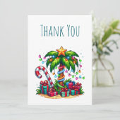 Tropische Weihnachtspalme Dankeskarte (Stehend Vorderseite)