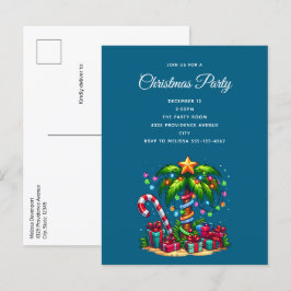 Tropische Weihnachtspalme Einladungspostkarte