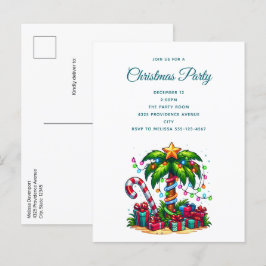 Tropische Weihnachtspalme Einladungspostkarte