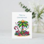 Tropische Weihnachtspalme Feiertagspostkarte (Stehend Vorderseite)