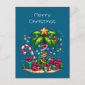 Tropische Weihnachtspalme Feiertagspostkarte (Vorderseite)