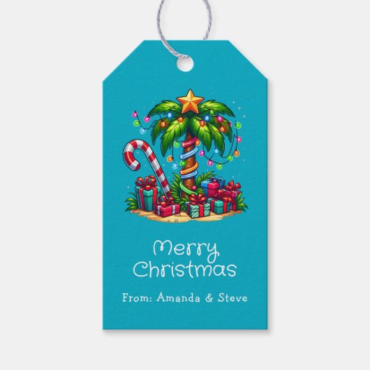 Tropische Weihnachtspalme Geschenkanhänger (Vorderseite)