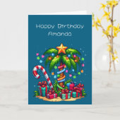 Tropische Weihnachtspalme Karte (Gelbe Blume)