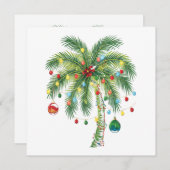 Tropische Weihnachtspalme mit Lichtern und Ornam Einladung (Vorne/Hinten)