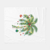 Tropische Weihnachtspalme mit Lichtern und Ornam Fleecedecke (Vorderseite (Horizontal))