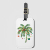 Tropische Weihnachtspalme mit Lichtern und Ornam Gepäckanhänger (Vorderseite Vertikal)