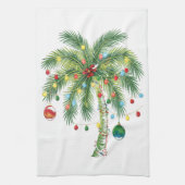 Tropische Weihnachtspalme mit Lichtern und Ornam Geschirrtuch (Vertikal)
