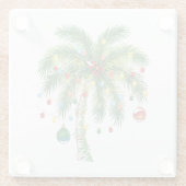 Tropische Weihnachtspalme mit Lichtern und Ornam Glasuntersetzer (Rückseite)