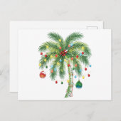 Tropische Weihnachtspalme mit Lichtern und Ornam Postkarte (Vorne/Hinten)