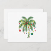 Tropische Weihnachtspalme mit Lichtern und Ornam RSVP Karte (Vorne/Hinten)