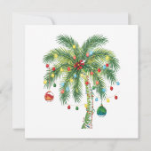 Tropische Weihnachtspalme mit Lichtern und Ornam Save The Date (Rückseite)