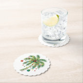 Tropische Weihnachtspalme mit Lichtern und Ornam Untersetzer (Vor Ort)