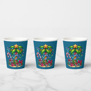 Tropische Weihnachtspalme Pappbecher