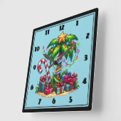 Tropische Weihnachtspalme Quadratische Wanduhr (Winkel)